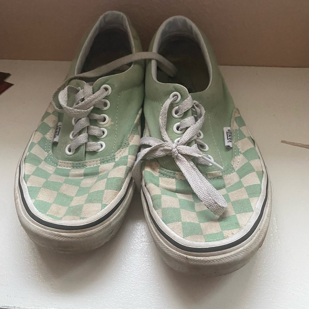 Mint Vans lace up classic checkered